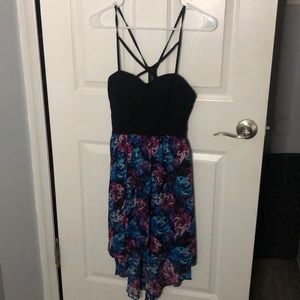 A beautiful blue pink and purple dress